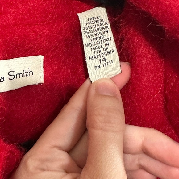 Amanda Smith Red Mohair Alpaca Wool Blend Coat Women’s 14 Luxury Winter Jacket - Picture 6 of 7